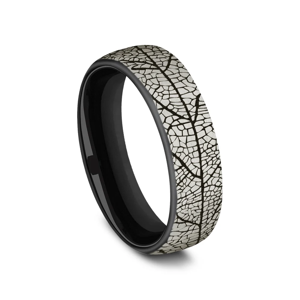 The Berkshire Men's Wedding Band in Grey/Black Titanium - 6.5mm Width by Forge - Image 2