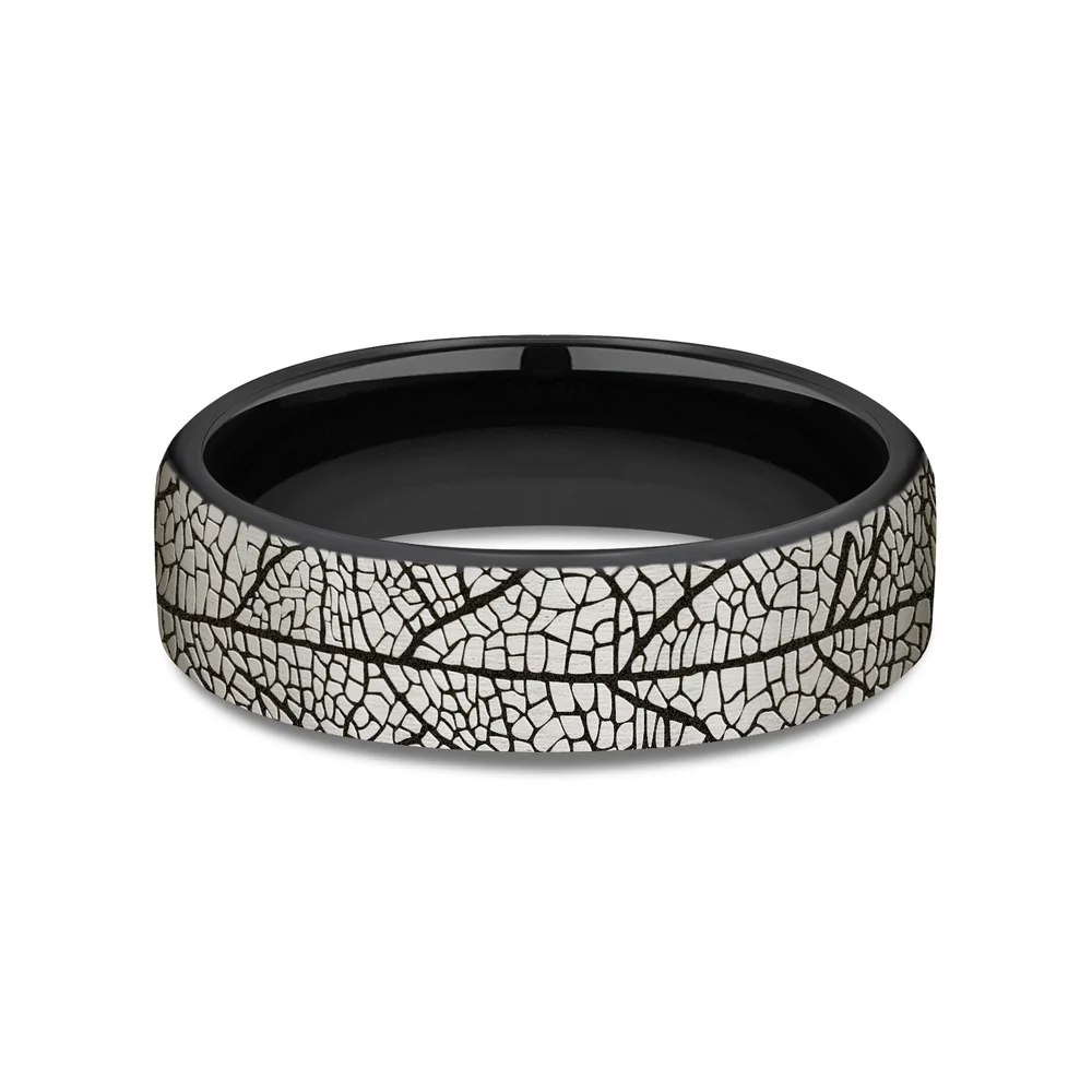The Berkshire Men's Wedding Band in Grey/Black Titanium - 6.5mm Width by Forge - Image 3