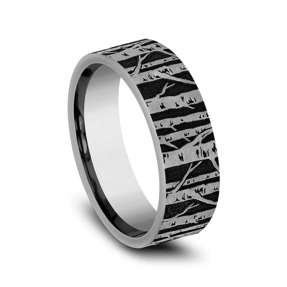 The Birch Men's Wedding Band in Grey Tantalum - 7mm Width by Brook and Branch - Image 2