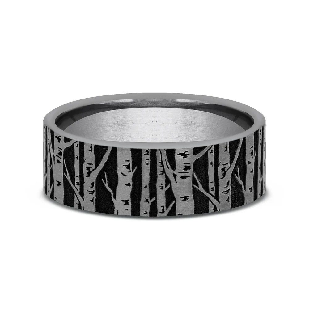 The Birch Men's Wedding Band in Grey Tantalum - 7mm Width by Brook and Branch - Image 3