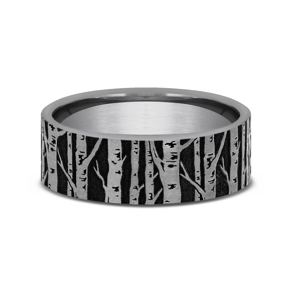 The Birch Men's Wedding Band in Tungsten - 7mm Width by Forge - Image 3