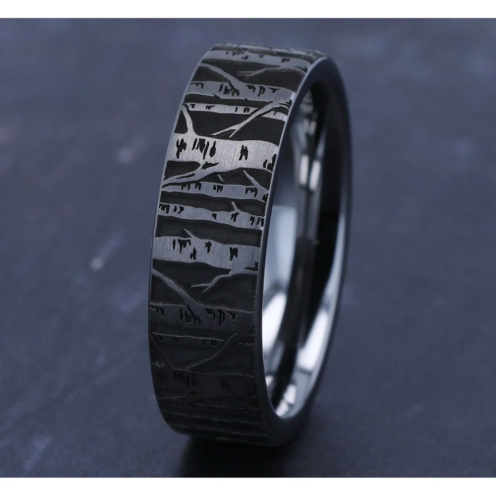 The Birch Men's Wedding Band in Tungsten - 7mm Width by Forge - Image 4