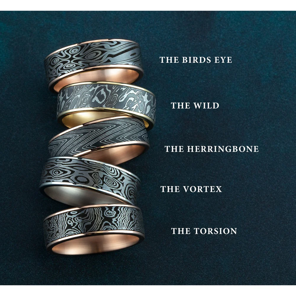 The Birds Eye Men's Wedding Band in 14K Rose Gold and Grey Tantalum - 7.5mm Width by Ammara Stone - Image 5