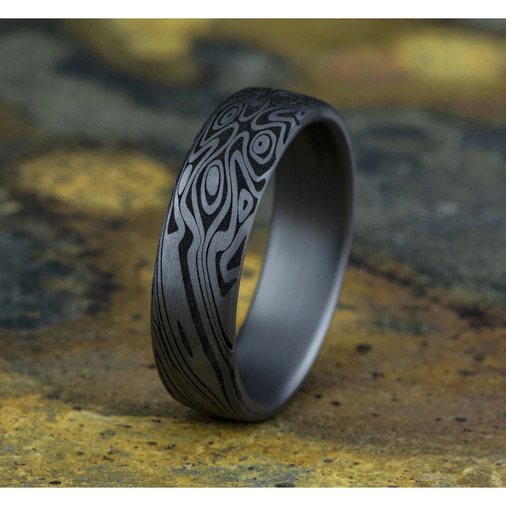 The Birds Eye Men's Wedding Band in Grey Tantalum - 6.5mm Width by Tantalum - Image 4