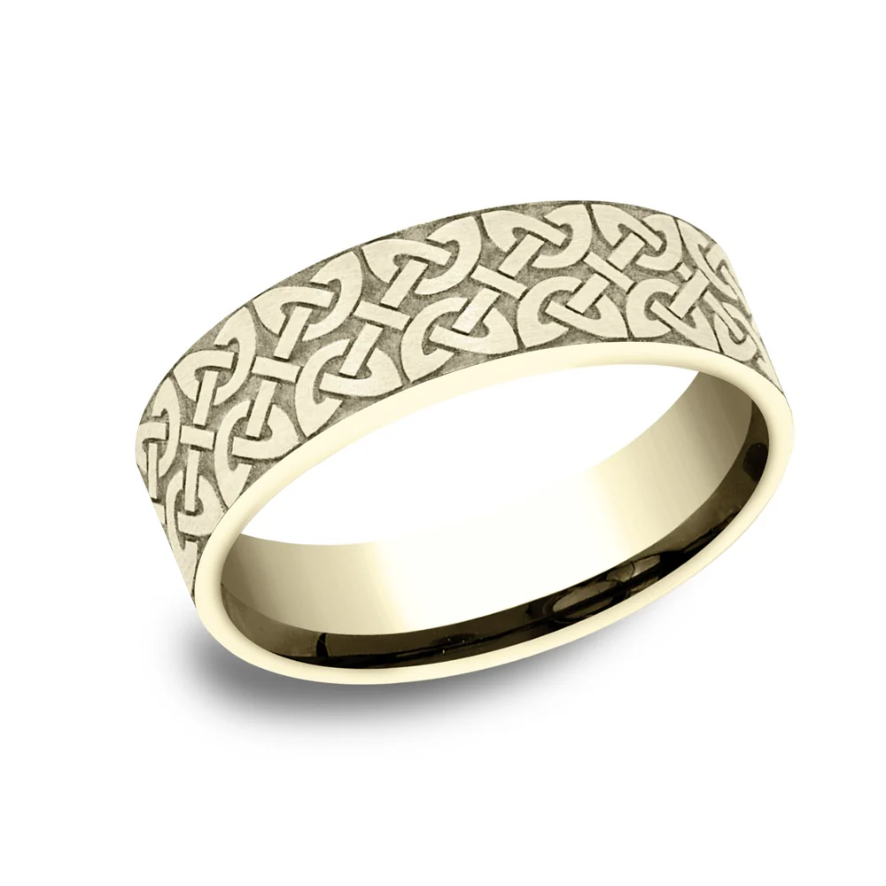 The Blarney Men's Wedding Band in 14K Yellow Gold - 7mm Width by Benchmark