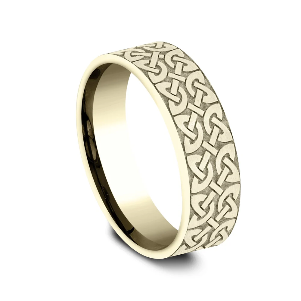 The Blarney Men's Wedding Band in 14K Yellow Gold - 7mm Width by Benchmark - Image 2