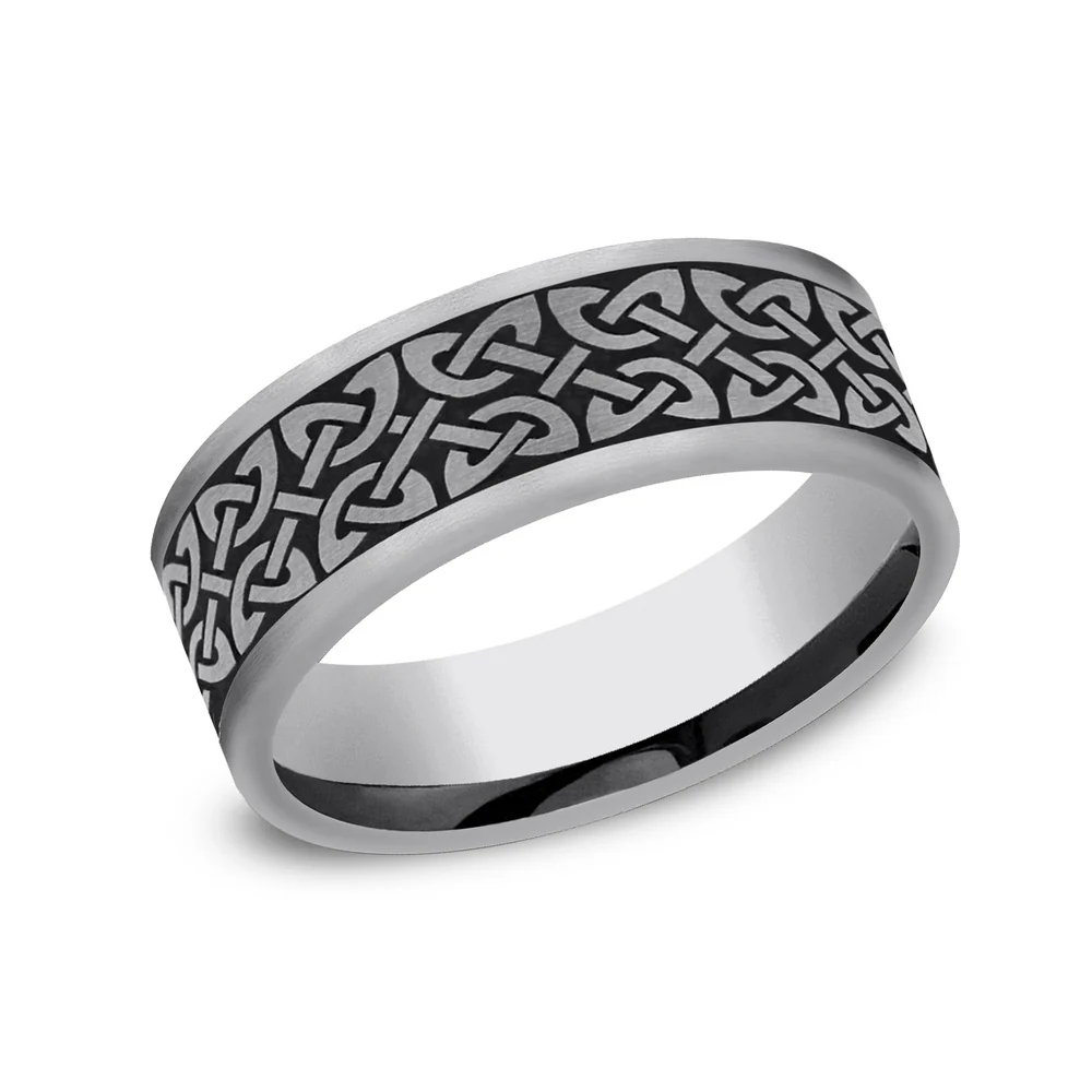 The Blarney Men's Wedding Band in Tungsten - 7mm Width by Forge