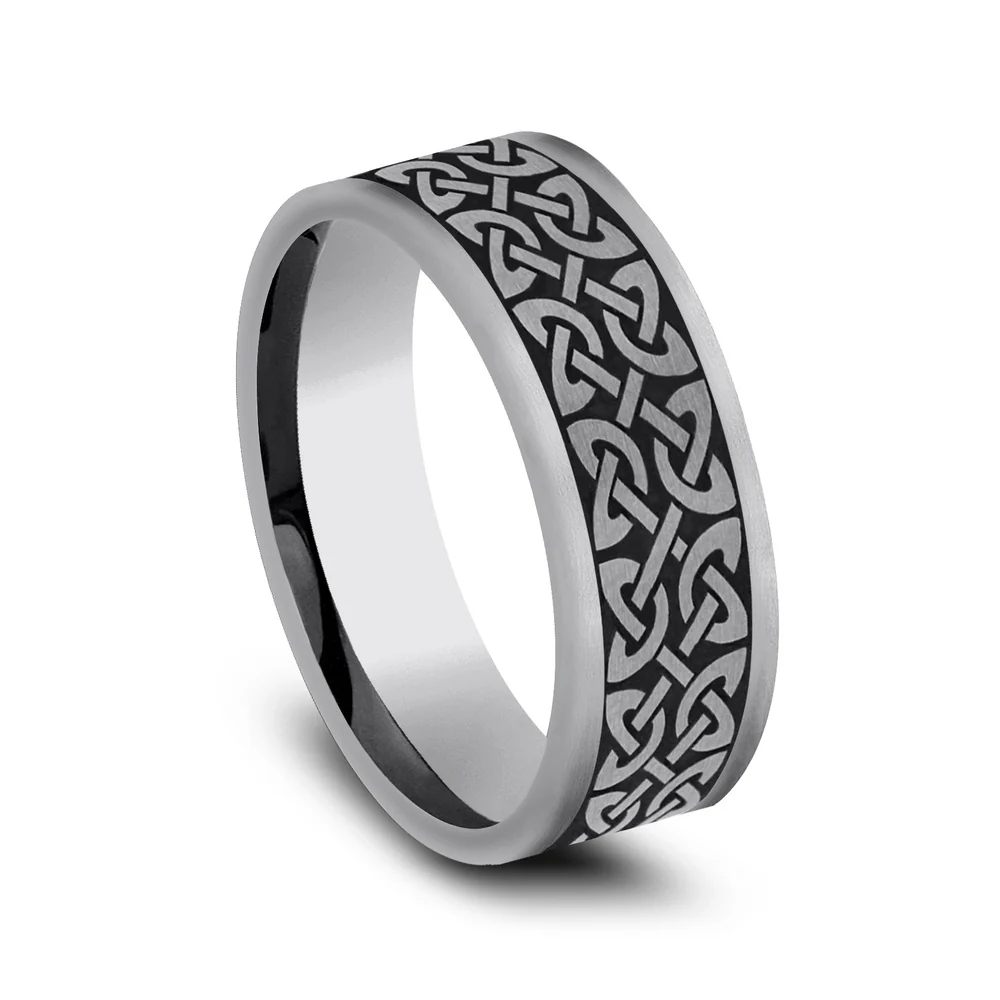 The Blarney Men's Wedding Band in Tungsten - 7mm Width by Forge - Image 2