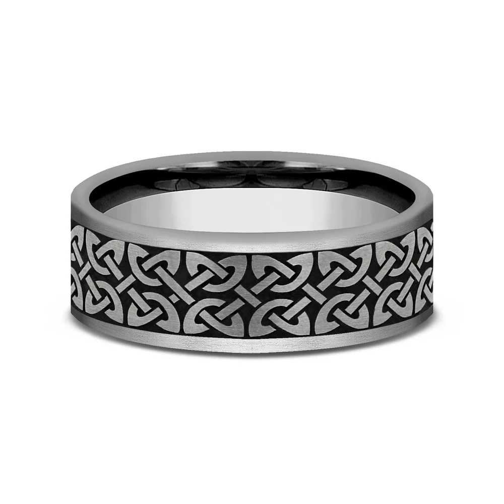 The Blarney Men's Wedding Band in Tungsten - 7mm Width by Forge - Image 3