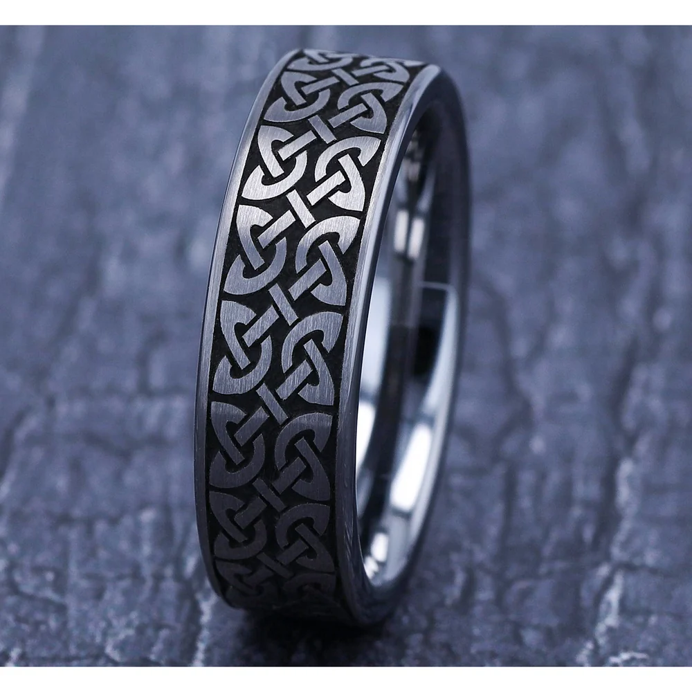 The Blarney Men's Wedding Band in Tungsten - 7mm Width by Forge - Image 4