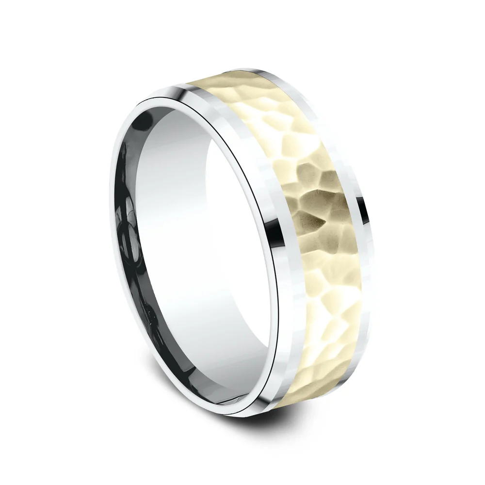 The Borland Men's Wedding Band in 14K White and Yellow Gold - 8mm Width by Benchmark - Image 2