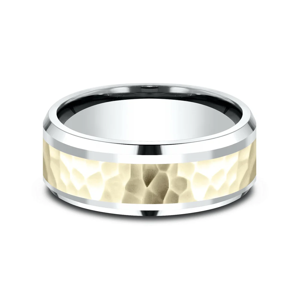 The Borland Men's Wedding Band in 14K White and Yellow Gold - 8mm Width by Benchmark - Image 3