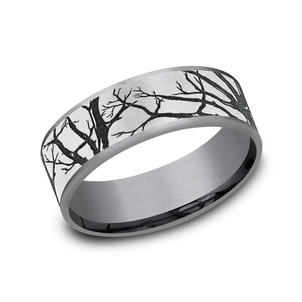 The Branch Men's Wedding Band in Grey Tantalum and Grey/Black Titanium - 7.5mm Width by Brook and Branch