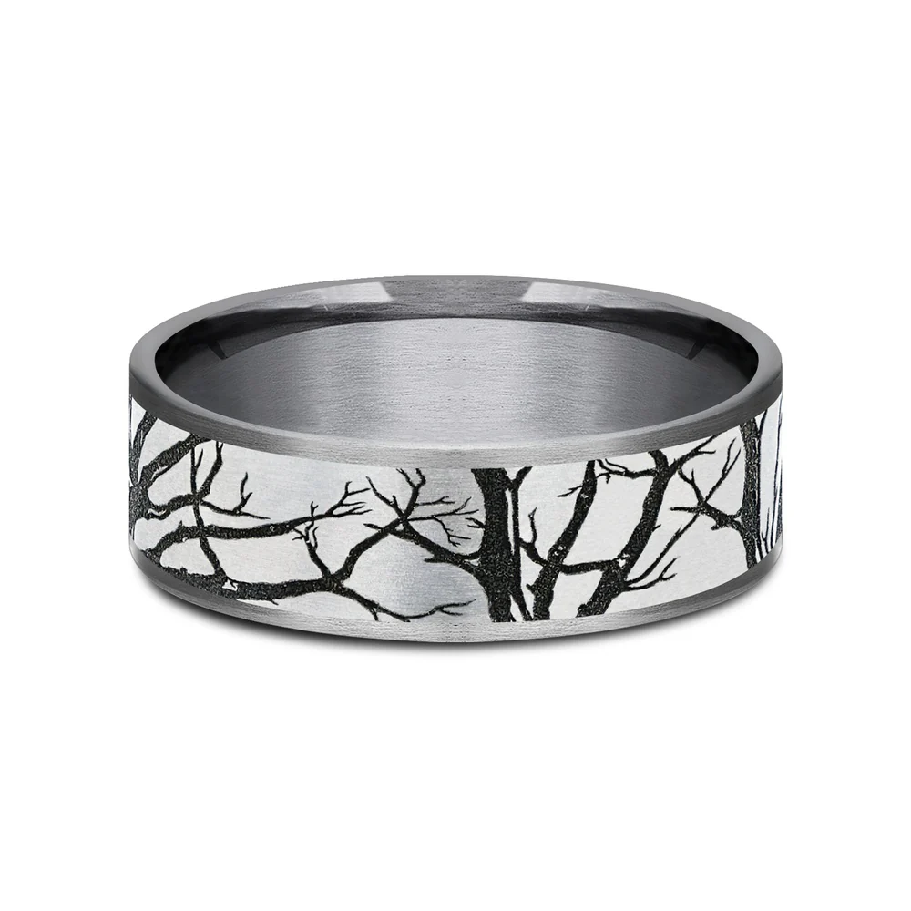 The Branch Men's Wedding Band in Grey Tantalum and Grey/Black Titanium - 7.5mm Width by Brook and Branch - Image 3