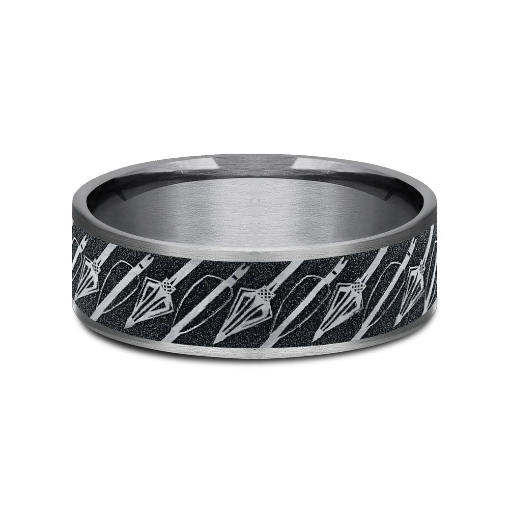 The Broadhead Men's Wedding Band in Grey Tantalum and Grey/Black Titanium - 7.5mm Width by Brook and Branch - Image 3