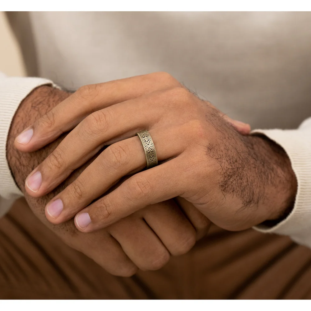 The Burano Men's Wedding Band in 14K Yellow Gold - 7mm Width by Benchmark - Image 5
