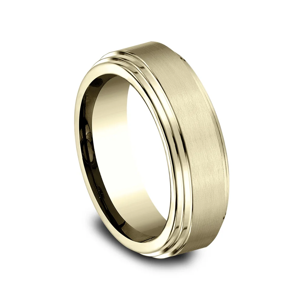 The Cadet Men's Wedding Band in 14K Yellow Gold - 8mm Width by Benchmark - Image 2