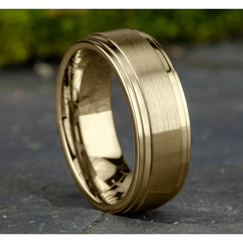 The Cadet Men's Wedding Band in 14K Yellow Gold - 8mm Width by Benchmark - Image 4