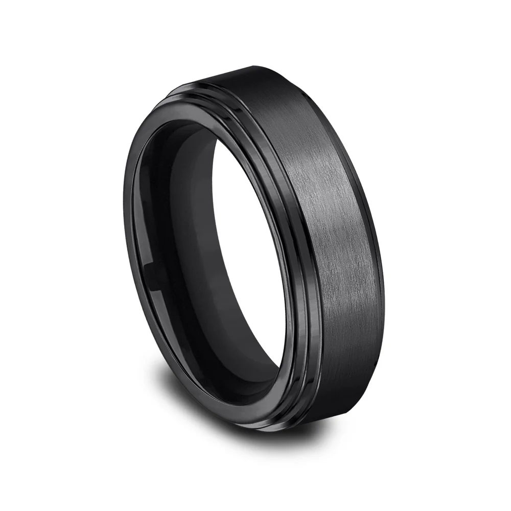 The Cadet Men's Wedding Band in Black Titanium - 8mm Width by Forge - Image 2