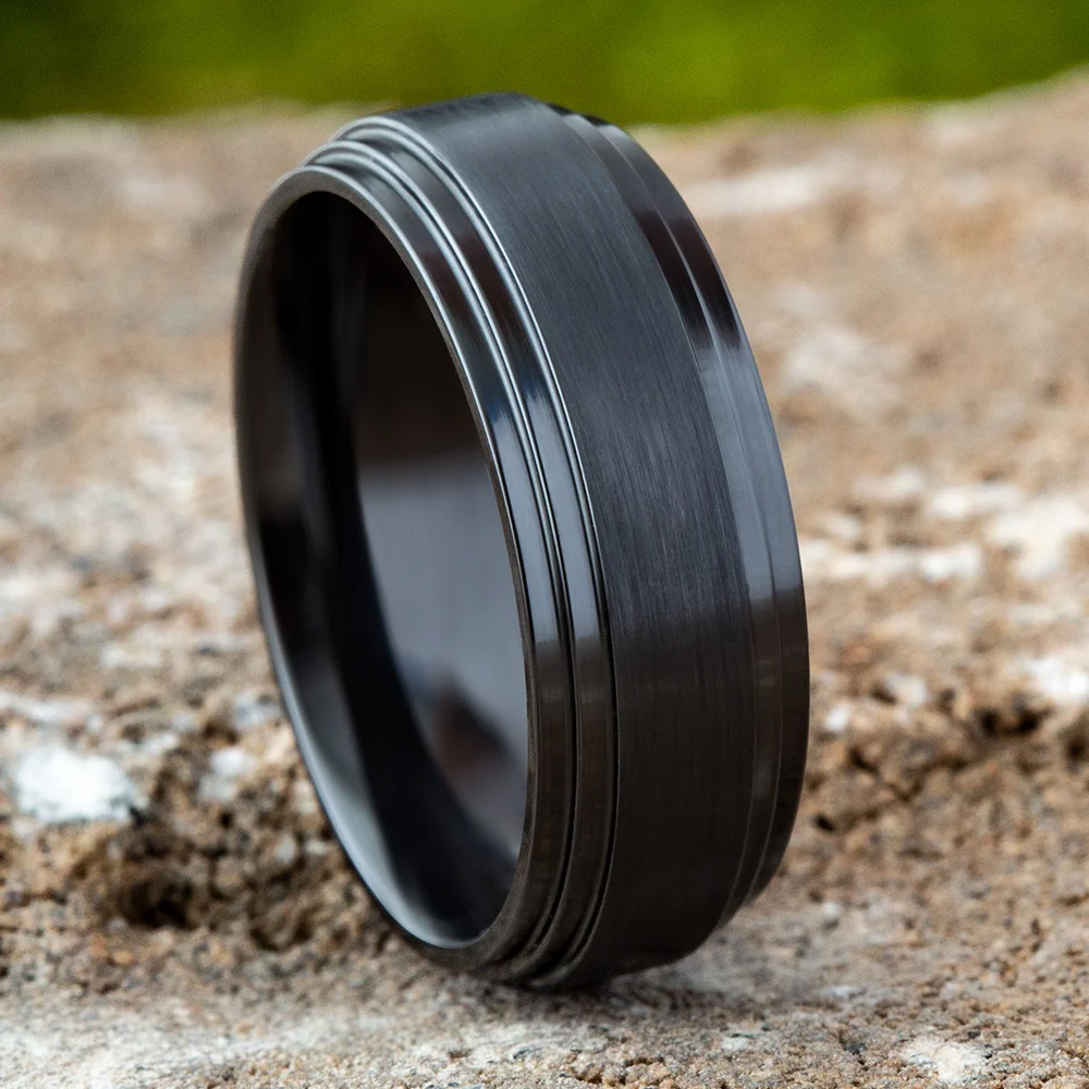 The Cadet Men's Wedding Band in Black Titanium - 8mm Width by Forge - Image 4