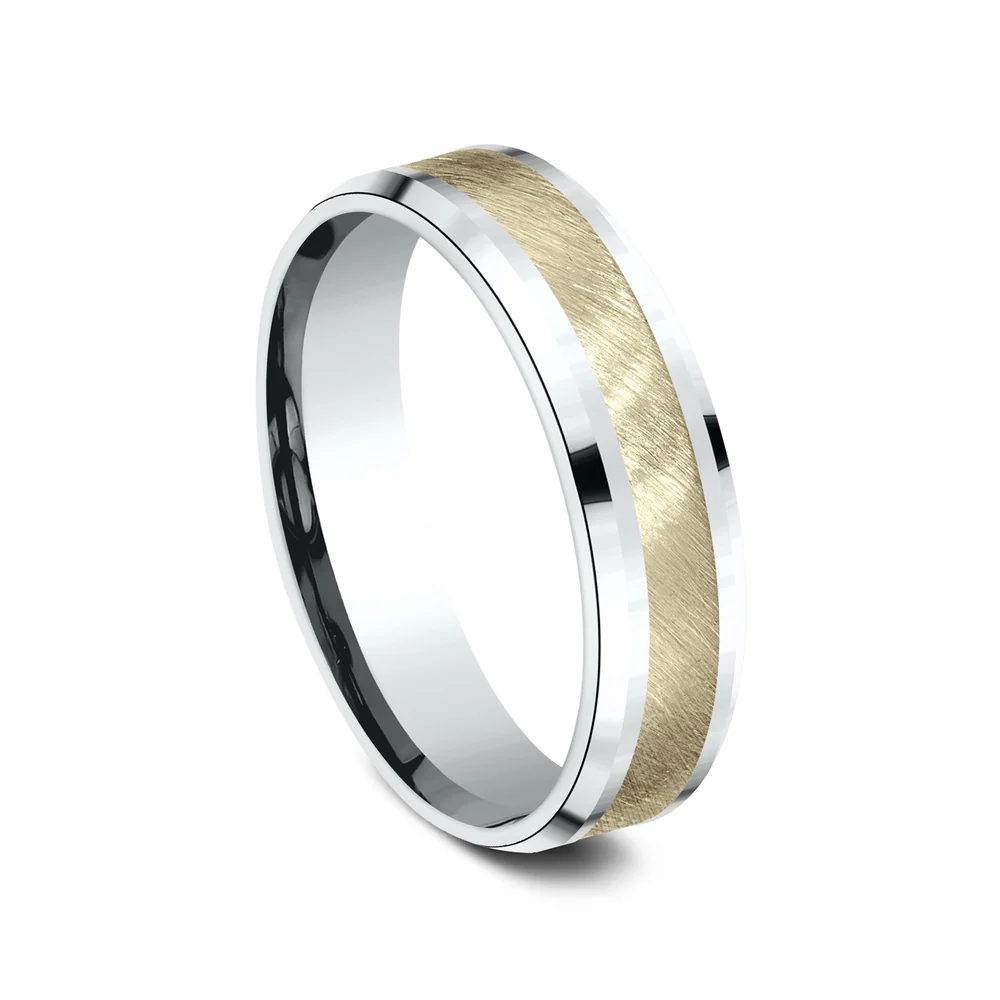 The Caesar Men's Wedding Band in 14K White and Yellow Gold - 6mm Width by Benchmark - Image 2