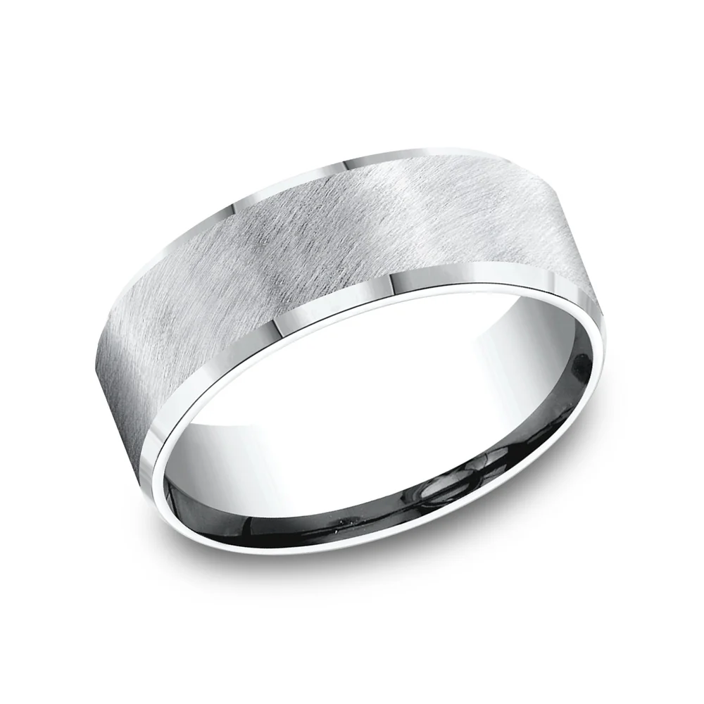 The Caesar Men's Wedding Band in White Cobalt - 8mm Width by Forge