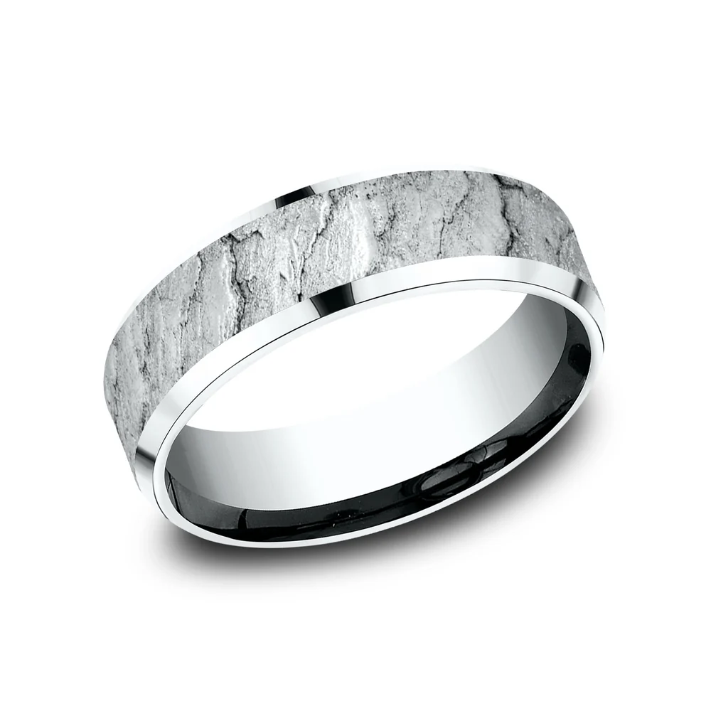 The Caldera Men's Wedding Band in 14K White Gold - 7mm by Benchmark