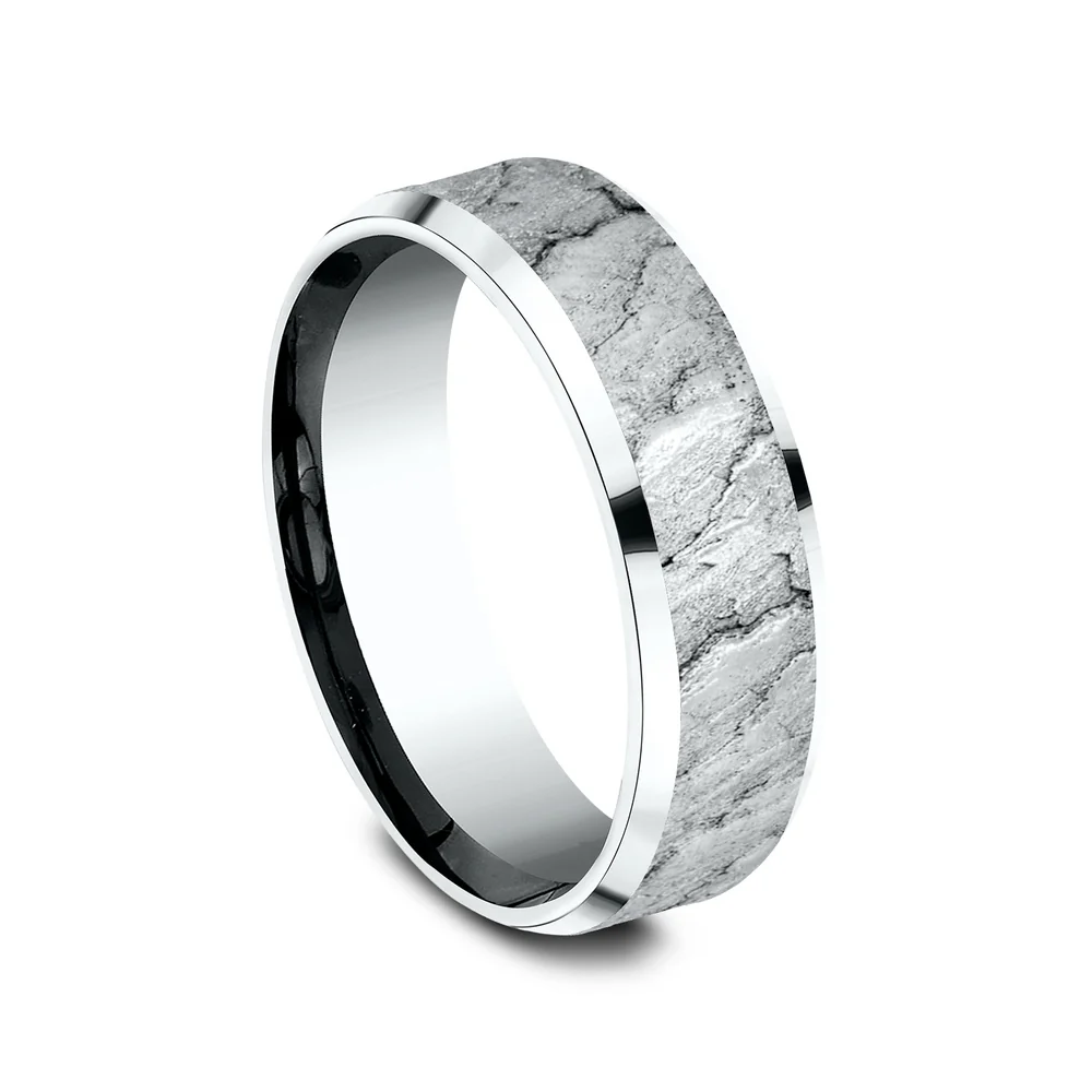 The Caldera Men's Wedding Band in 14K White Gold - 7mm by Benchmark - Image 2