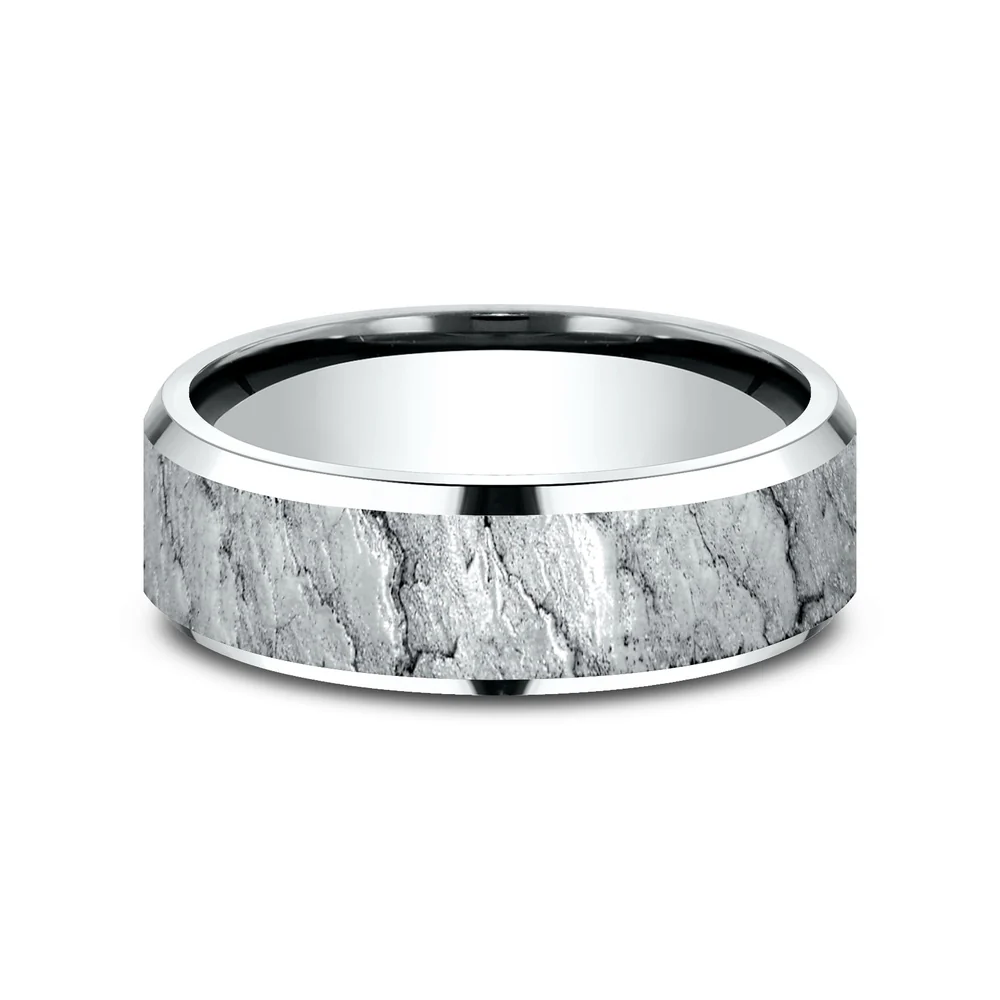 The Caldera Men's Wedding Band in 14K White Gold - 7mm by Benchmark - Image 3