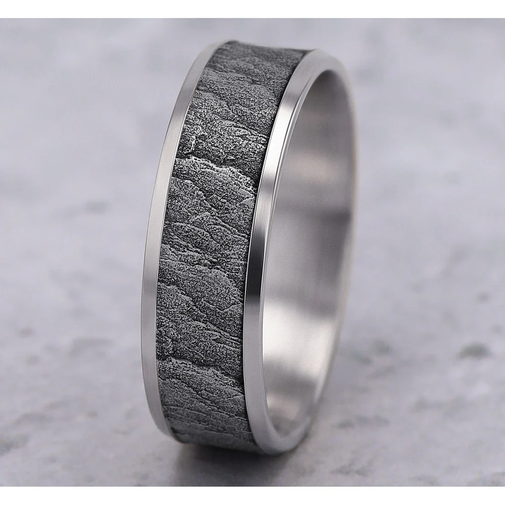 The Caldera Men's Wedding Band in 14K White Gold - 7mm by Benchmark - Image 4