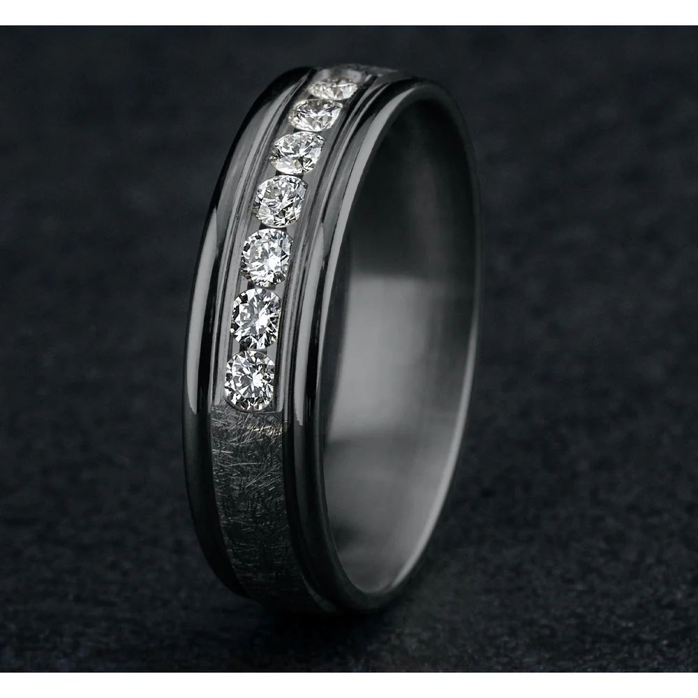 The Cambridge Men's Wedding Band in Grey Tantalum - 6.5mm Width by Tantalum - Image 4