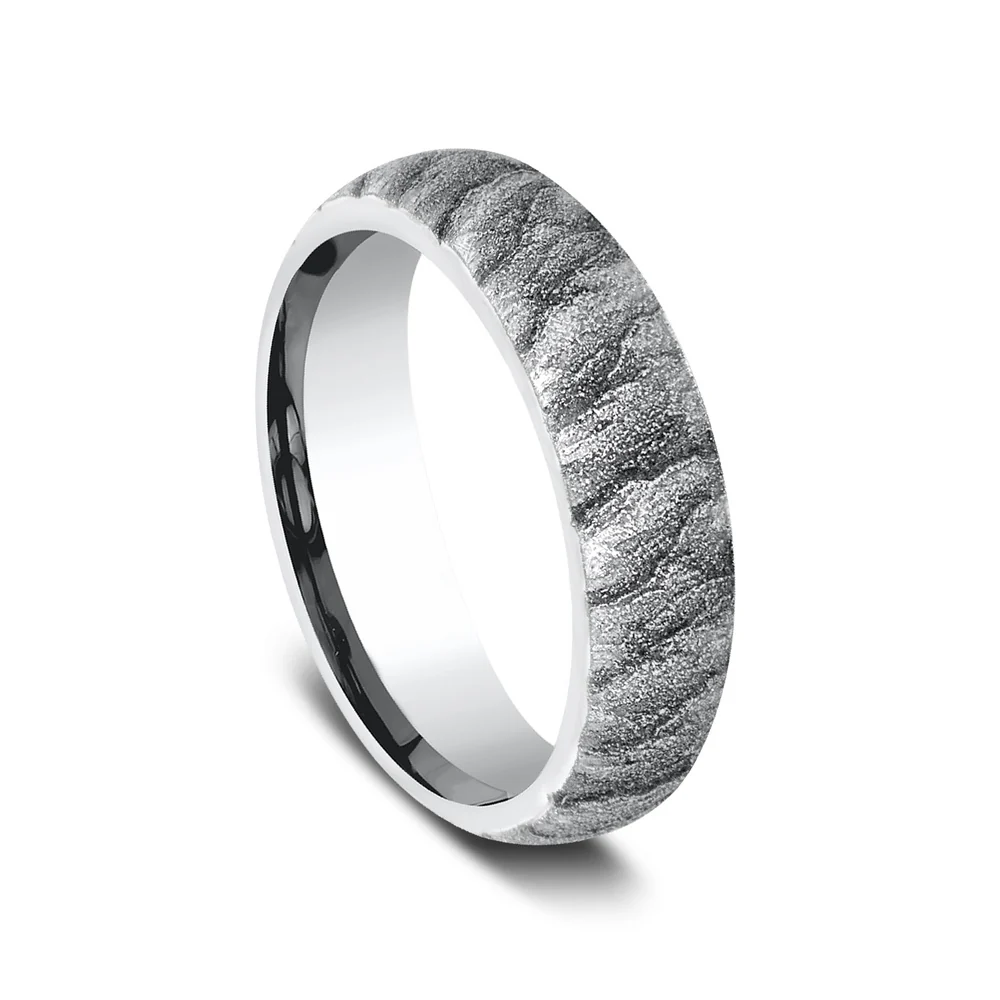 The Cascade Men's Wedding Band in White Cobalt - 6mm Width by Forge - Image 2