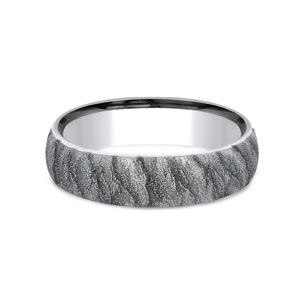 The Cascade Men's Wedding Band in White Cobalt - 6mm Width by Forge - Image 3
