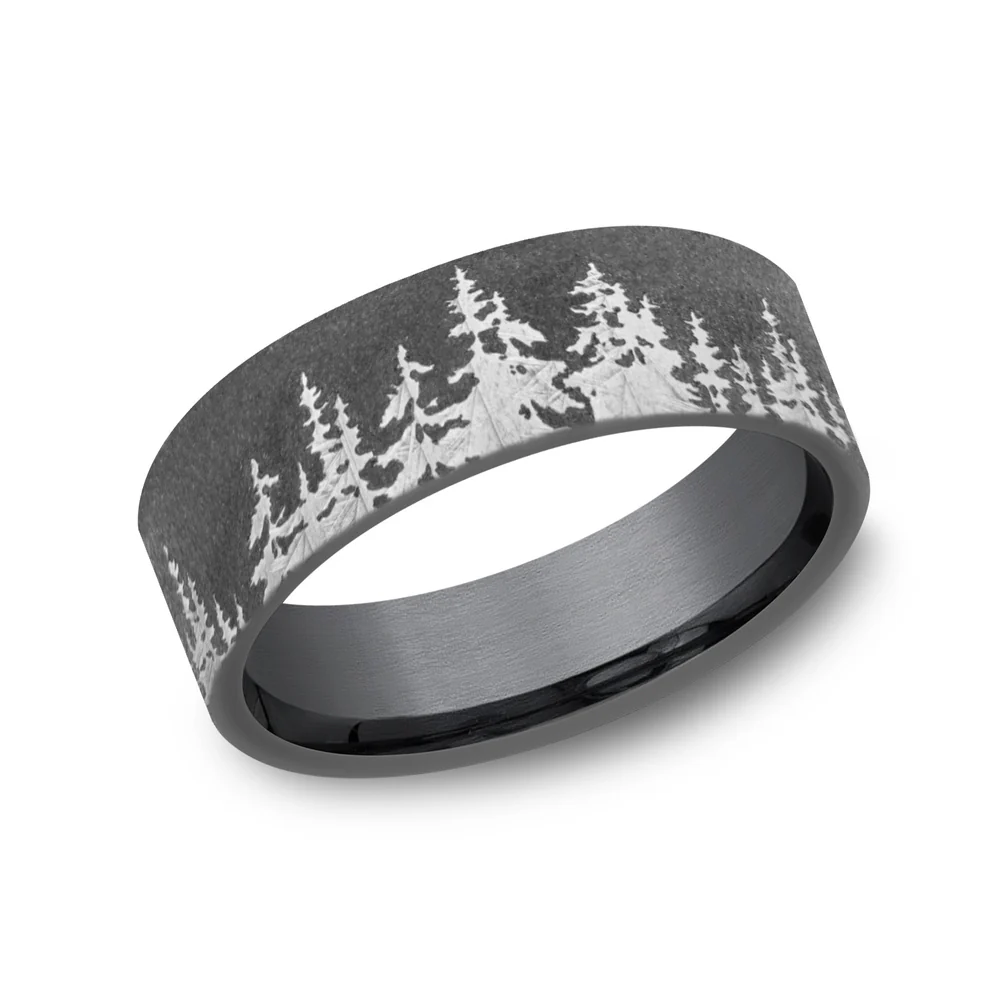 The Cedar Men's Wedding Band in Darkened Tantalum - 8mm Width by Tantalum