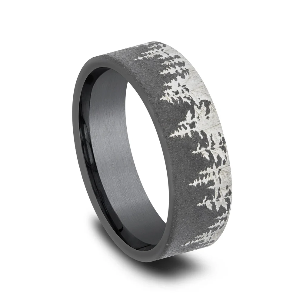 The Cedar Men's Wedding Band in Darkened Tantalum - 8mm Width by Tantalum - Image 2