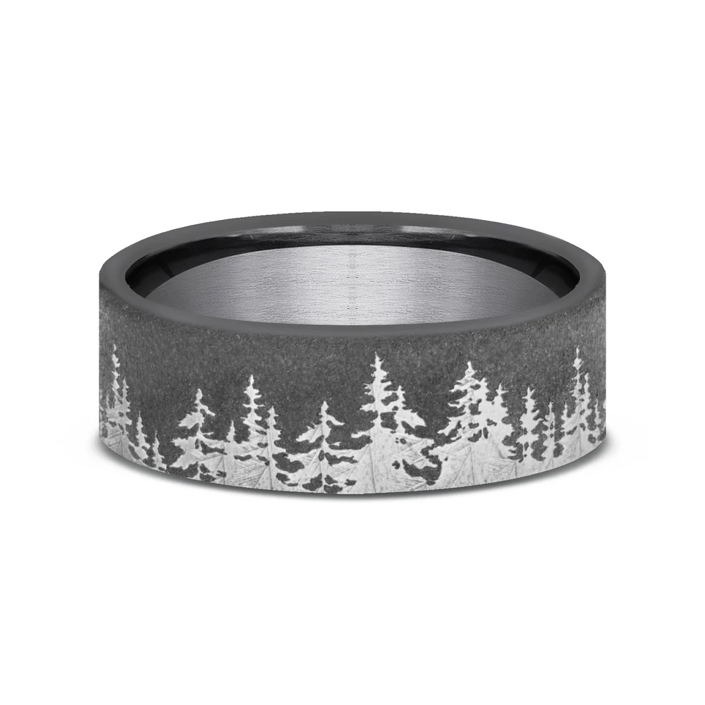 The Cedar Men's Wedding Band in Darkened Tantalum - 8mm Width by Tantalum - Image 3