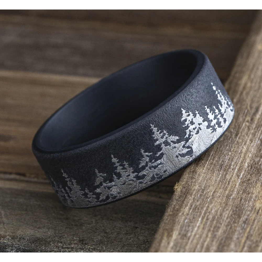 The Cedar Men's Wedding Band in Darkened Tantalum - 8mm Width by Tantalum - Image 4