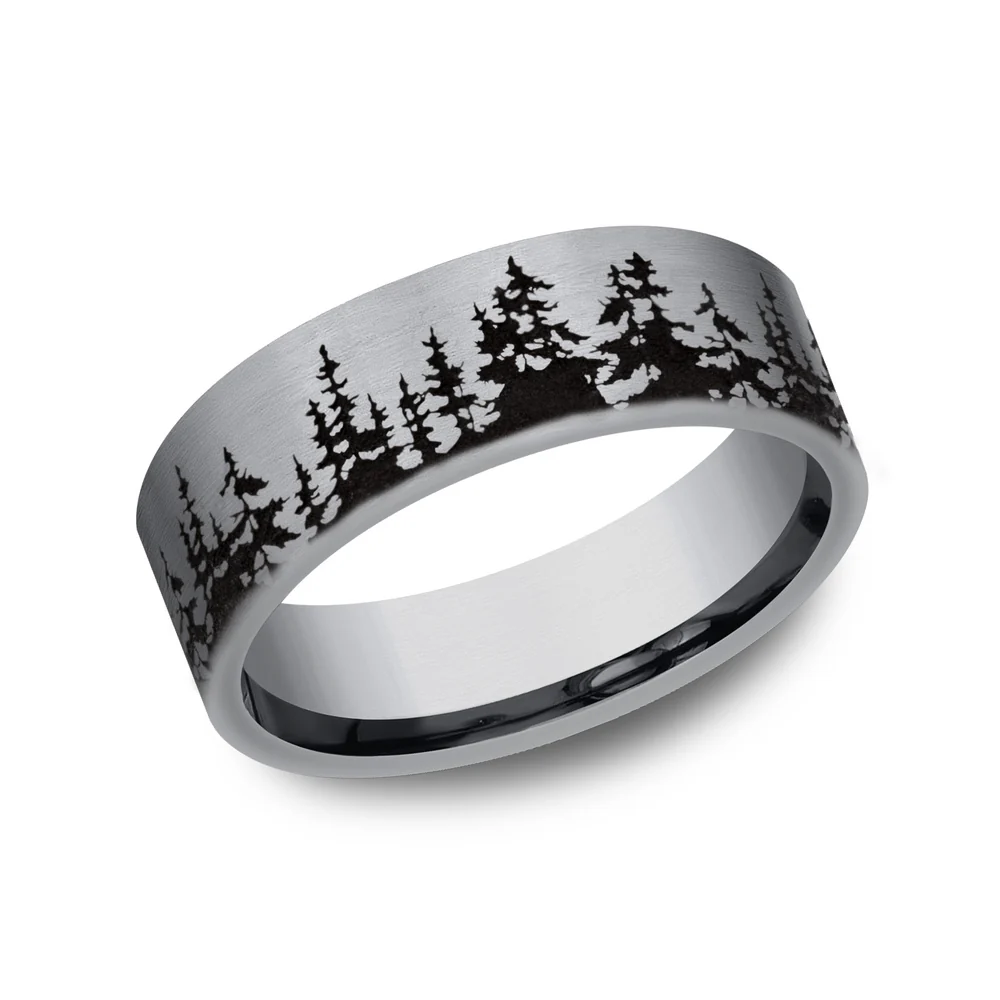 The Cedar Men's Wedding Band in Grey Tantalum - 8mm Width by Tantalum