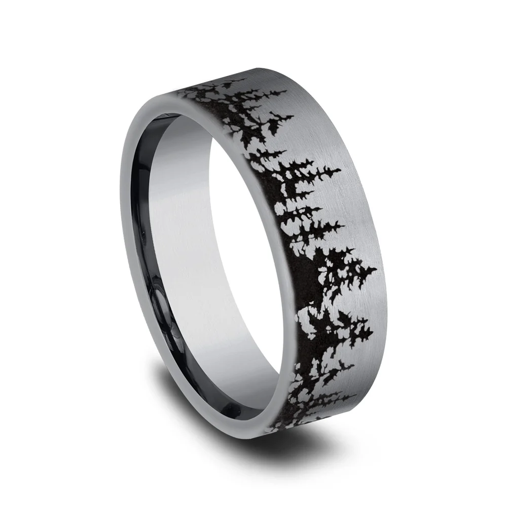 The Cedar Men's Wedding Band in Grey Tantalum - 8mm Width by Tantalum - Image 2