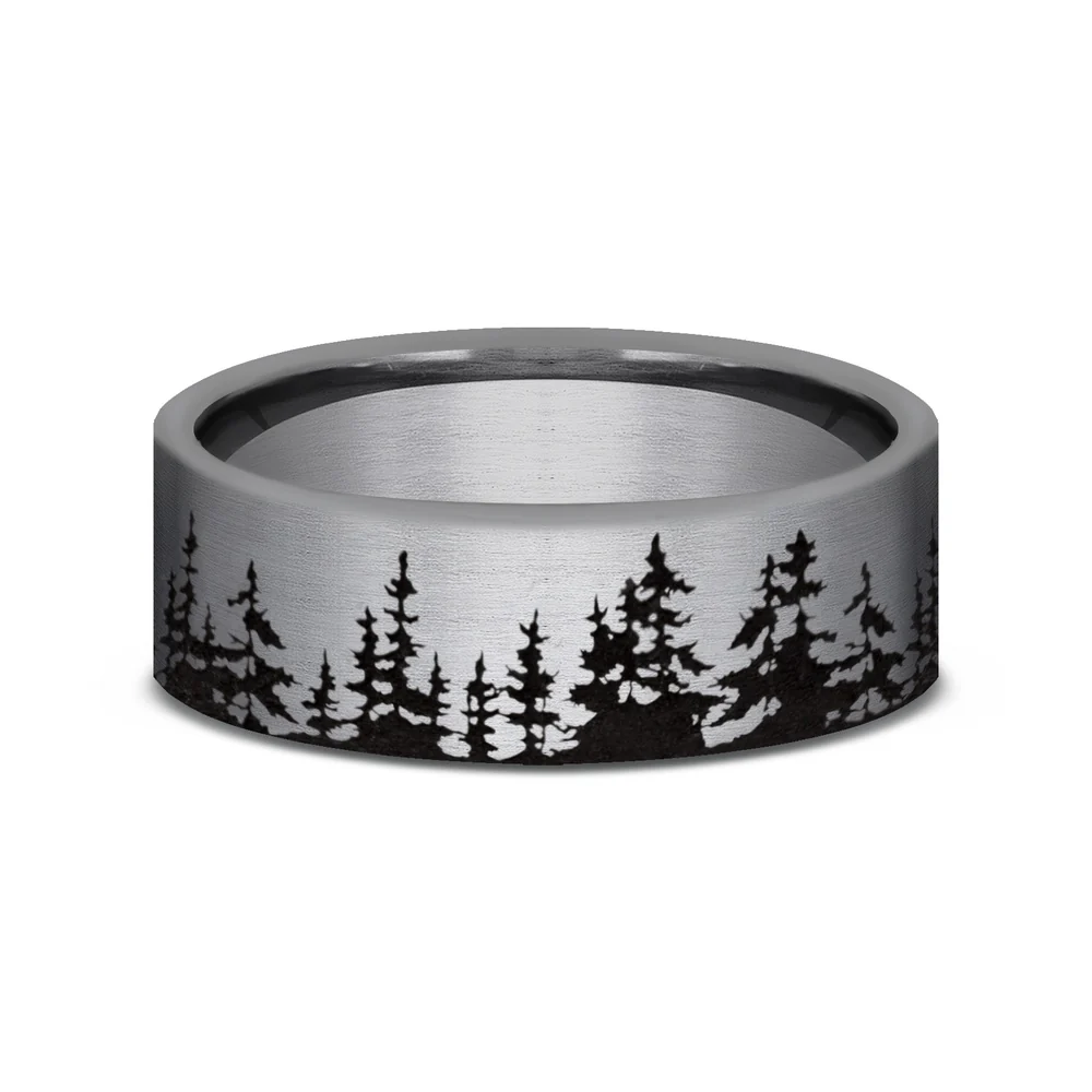 The Cedar Men's Wedding Band in Grey Tantalum - 8mm Width by Tantalum - Image 3