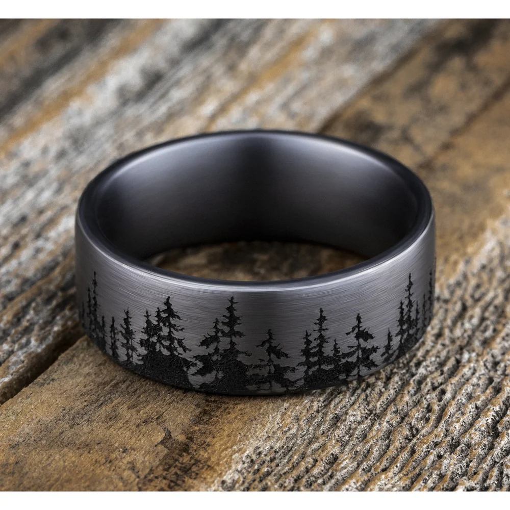 The Cedar Men's Wedding Band in Grey Tantalum - 8mm Width by Tantalum - Image 4
