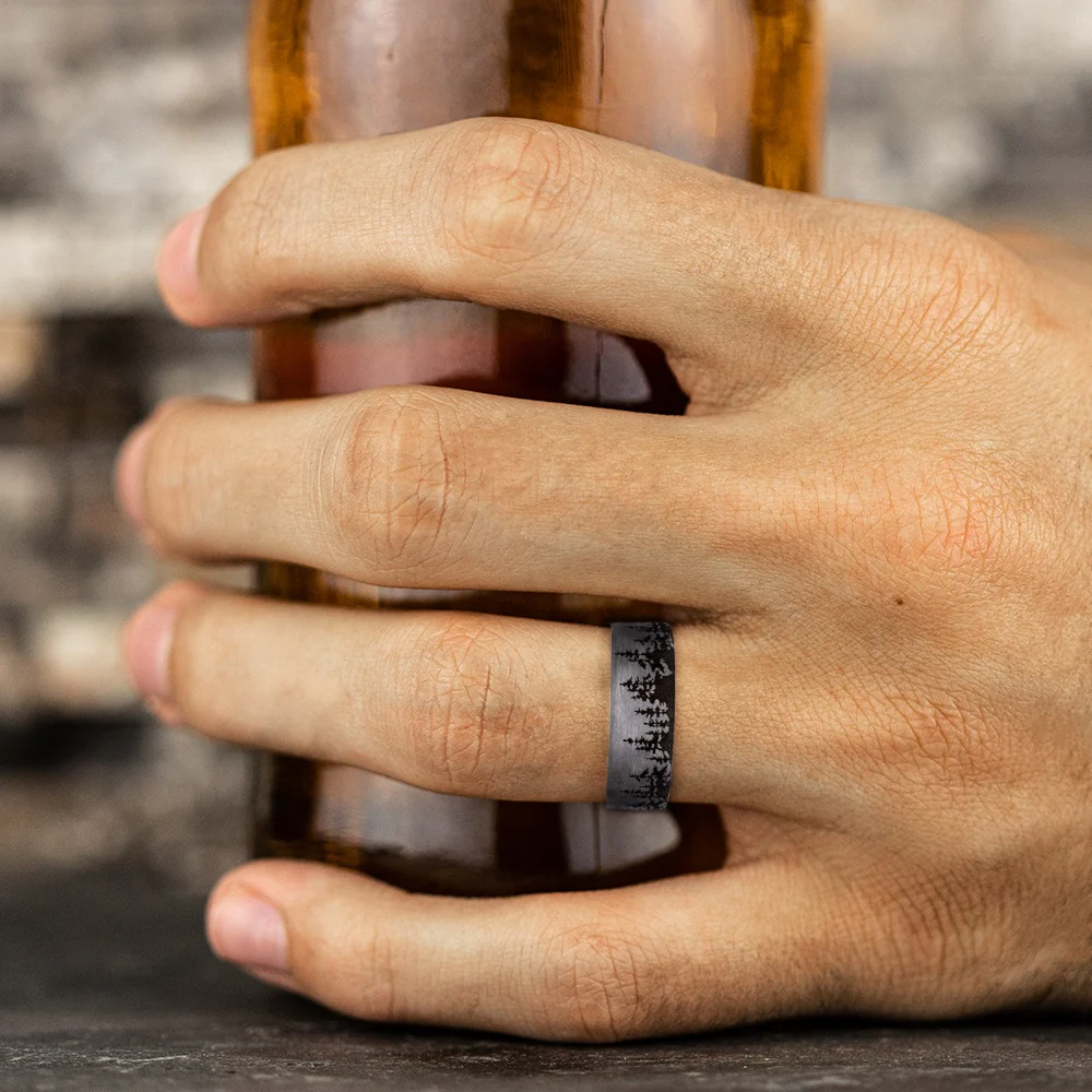 The Cedar Men's Wedding Band in Grey Tantalum - 8mm Width by Tantalum - Image 5