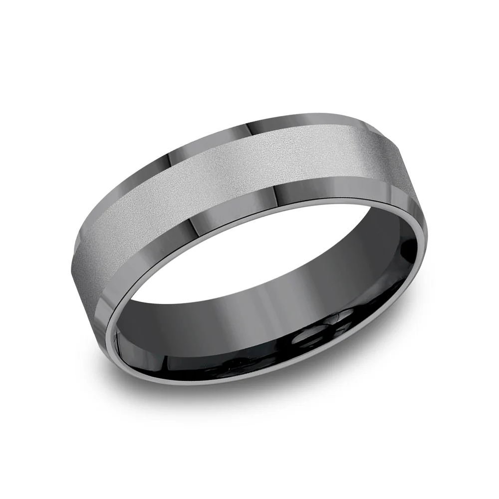 The Chancellor Men's Wedding Band in Darkened Tantalum - 7mm Width by Tantalum