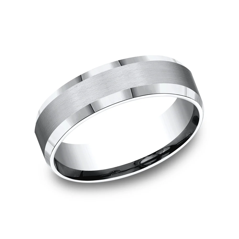 The Chancellor Men's Wedding Band in White Cobalt - 6mm Width by Forge