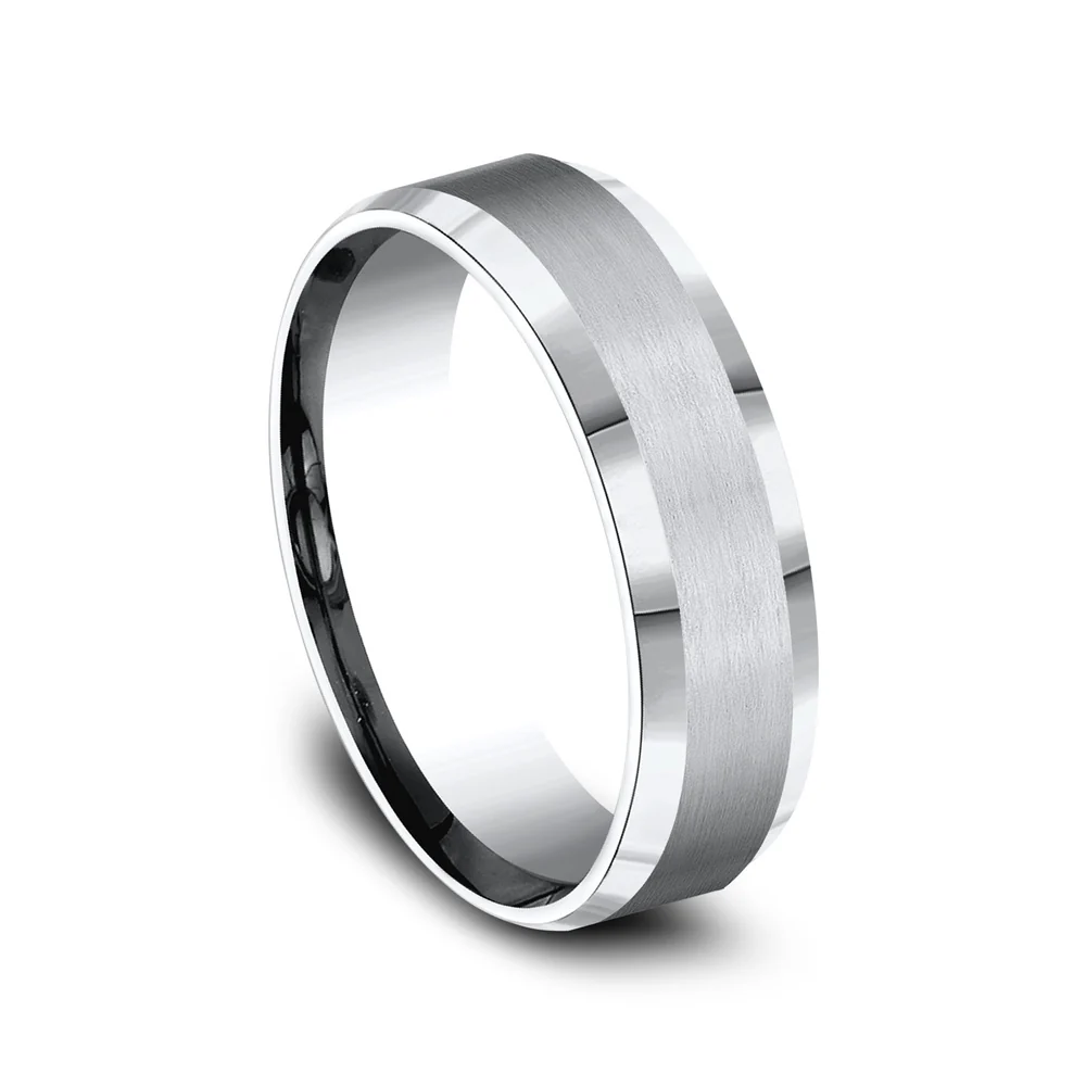 The Chancellor Men's Wedding Band in White Cobalt - 6mm Width by Forge - Image 2