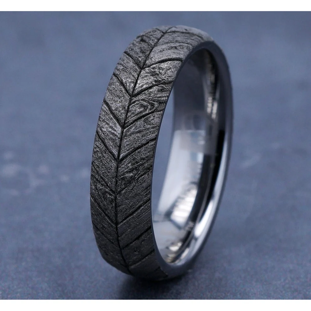 The Chevron Men's Wedding Band in Tungsten - 6mm Width by Forge - Image 4