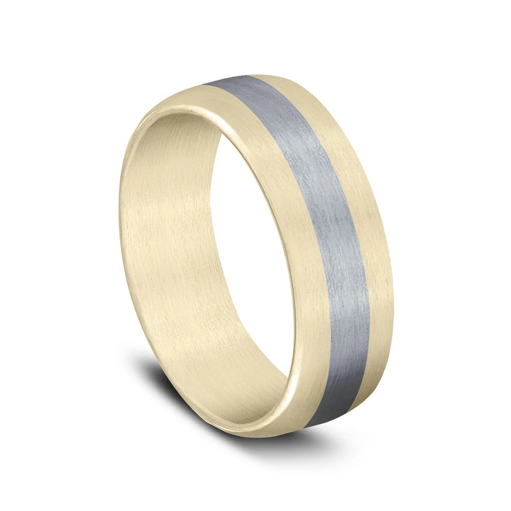 The Citadel Men's Wedding Band in 14K Yellow Gold and Grey Tantalum - 7.5mm Width by Ammara Stone - Image 2