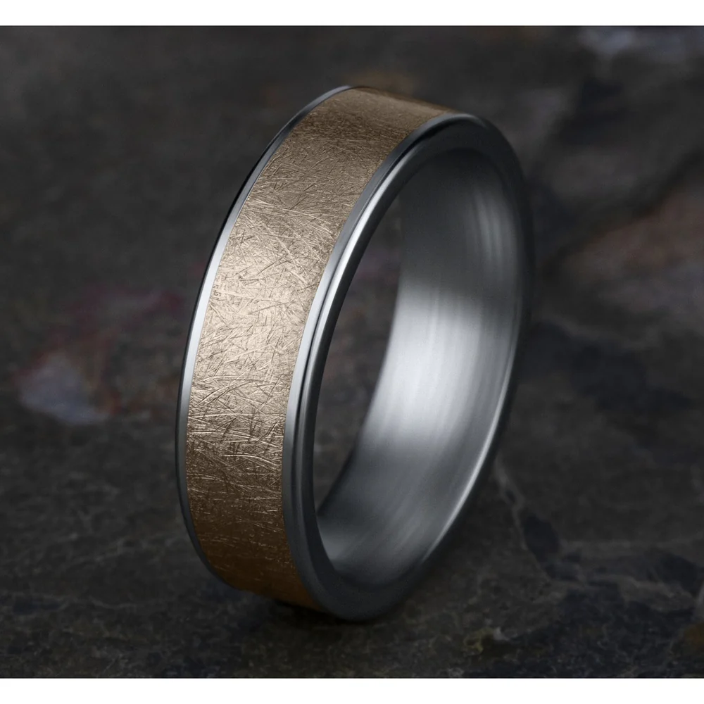 The Colonel Men's Wedding Band in 14K White and Rose Gold - 6.5mm Width by Benchmark - Image 4