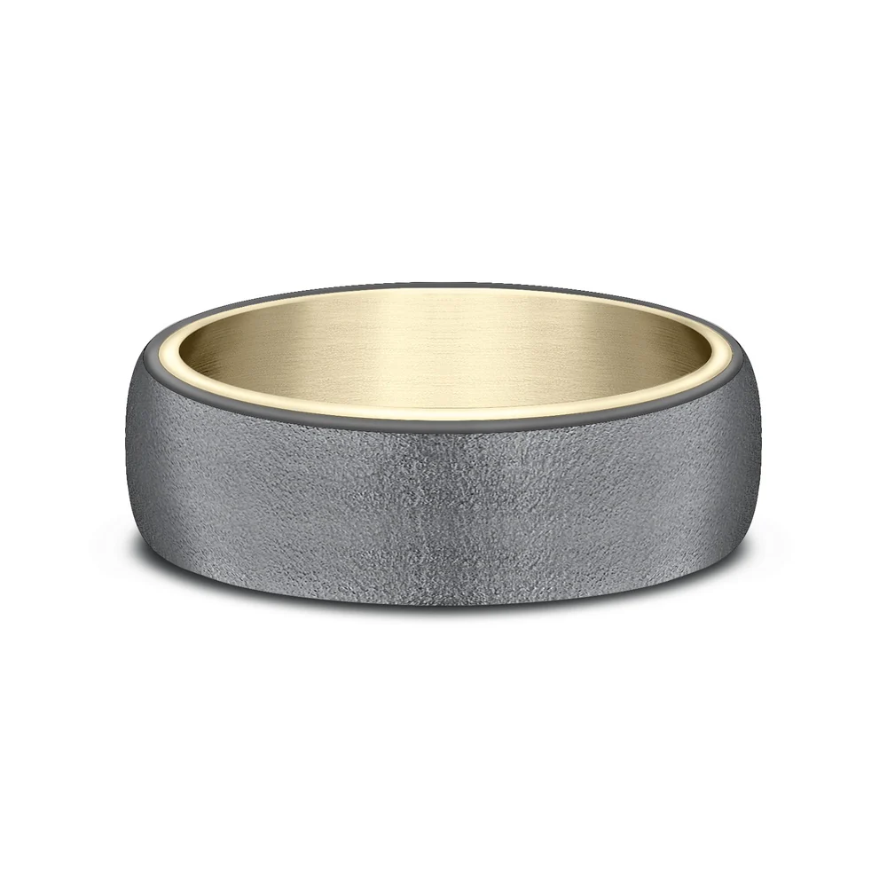 The Commodore Men's Wedding Band in 14K Yellow Gold and Tantalum - 6.5mm Width by Ammara Stone - Image 3
