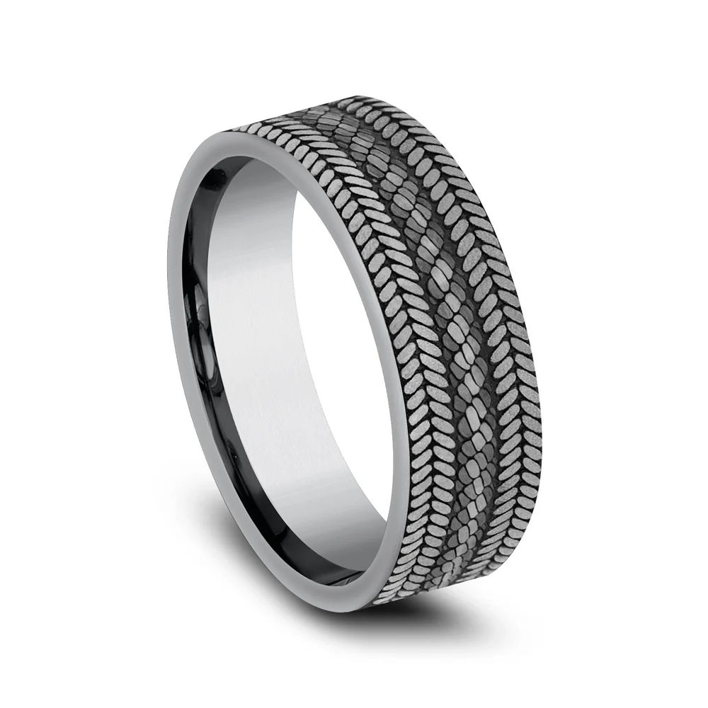 The Cordovan Men's Wedding Band in Grey Tantalum - 7mm Width by Tantalum - Image 2